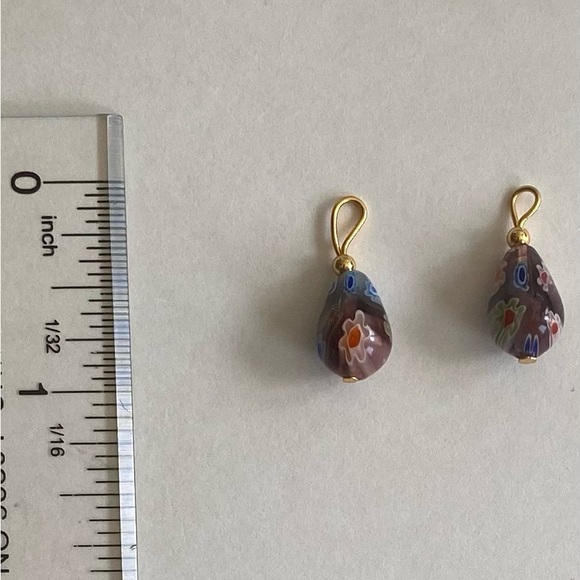 18K Gold Plate Purple Glass Bead Charms - Picture 2 of 2